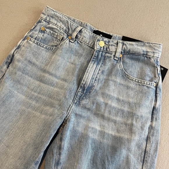 7 For All Mankind Tess Trouser Jeans Light Wash Denim Size 25 MSRP $248 - Picture 1 of 11